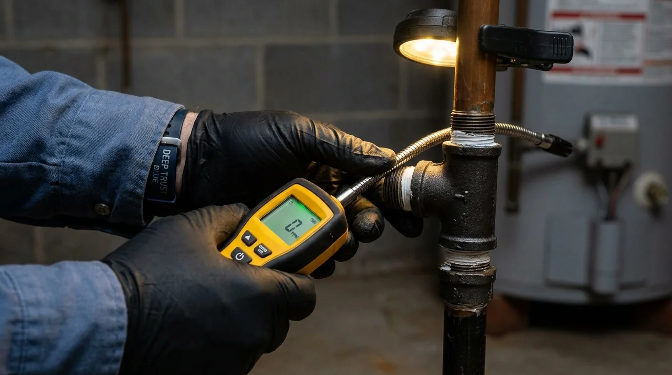 Gas leak detection with electronic sniffer by Johns Plumbing LLC in Heyburn